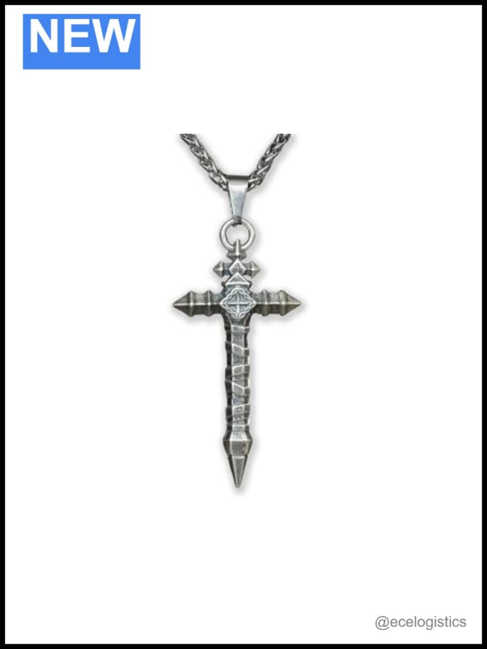 Handmade Solid Stainless Steel Vampire Hunter Cross Pendant Necklace 22in